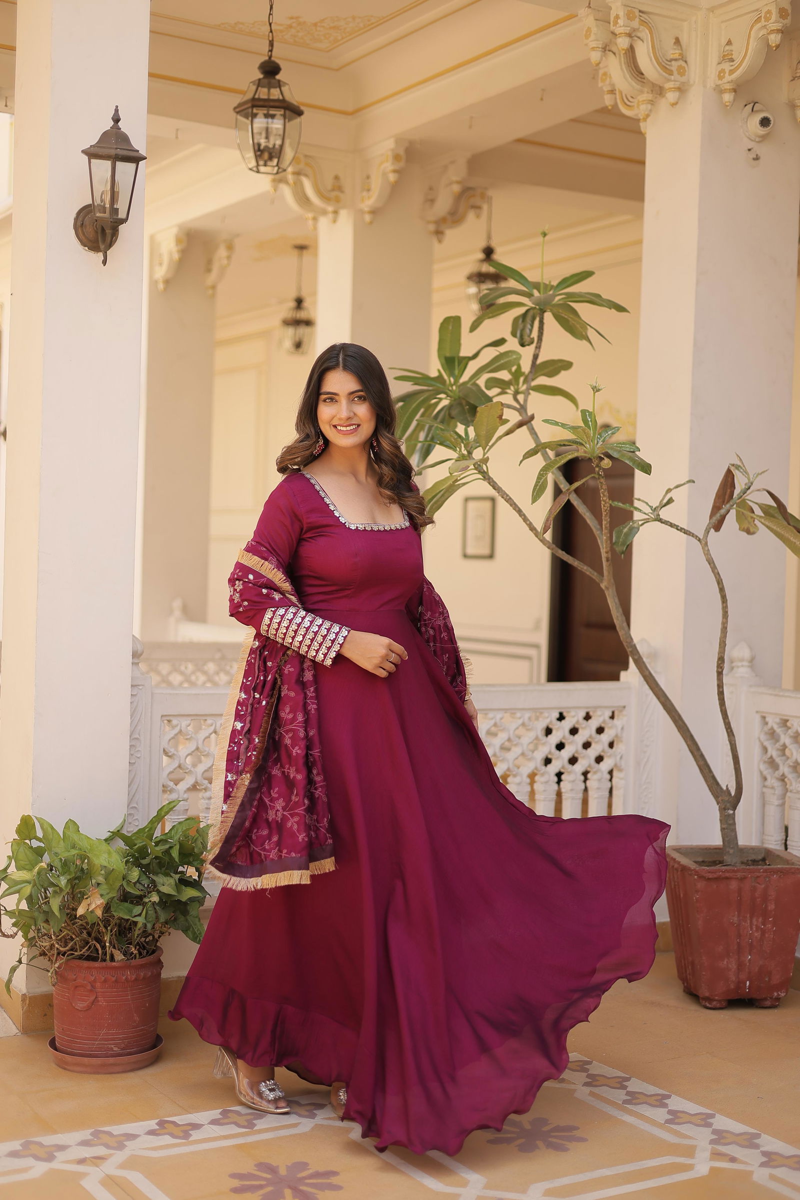 KA 1101 Faux Blooming with Embroidery Party Wear Gown Wholesale Shop In Surat
